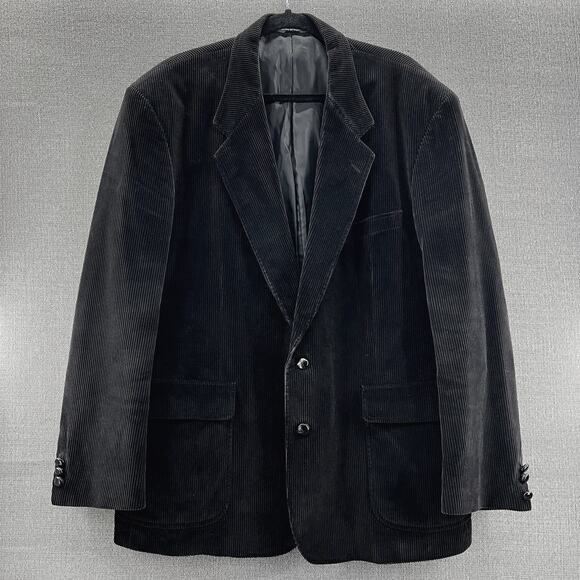 David Taylor Mens Black/Brown Corduroy Two Button‎ Sports Coat Blazer Size 48R - Picture 1 of 14